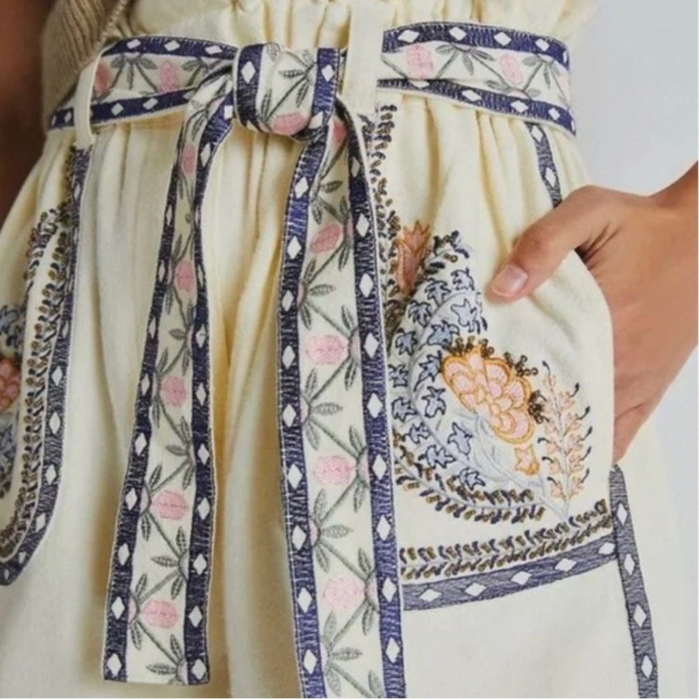 Anthropologie Annaleigh Embroidered Shorts